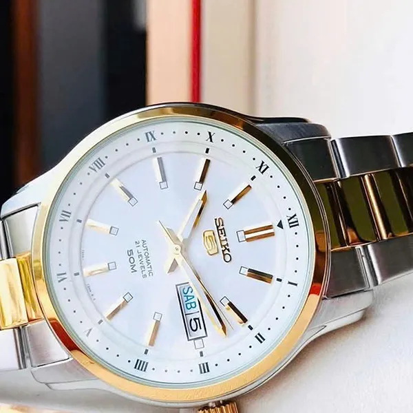 Đồng Hồ Nam Seiko 5 Automatic SNKP14K1 Màu Bạc Vàng