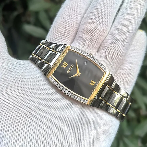 Đồng Hồ Nam Seiko Diamond Dress Black Watch SKP340 Màu Đen