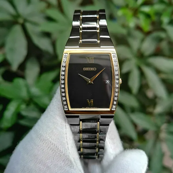 Đồng Hồ Nam Seiko Diamond Dress Black Watch SKP340 Màu Đen
