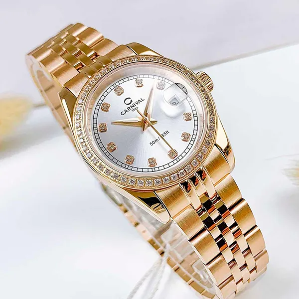 Đồng Hồ Nữ Carnival Watch 8131L2-VH-T Màu Vàng Hồng