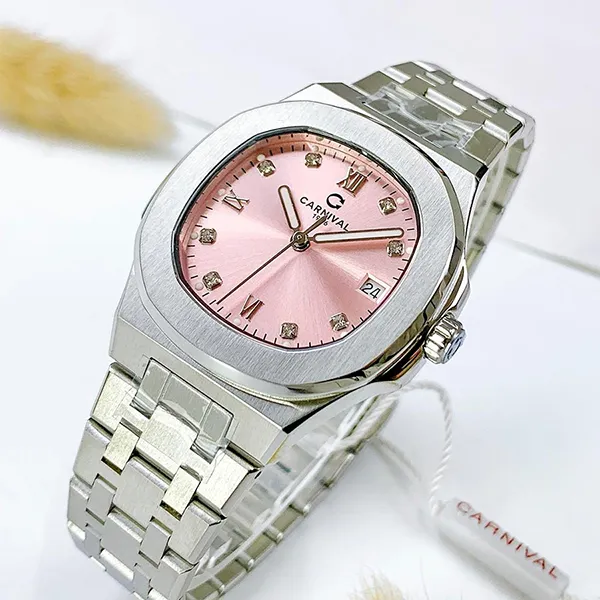 Đồng Hồ Nữ Carnival Watch 8160L-VT-H Màu Hồng Bạc