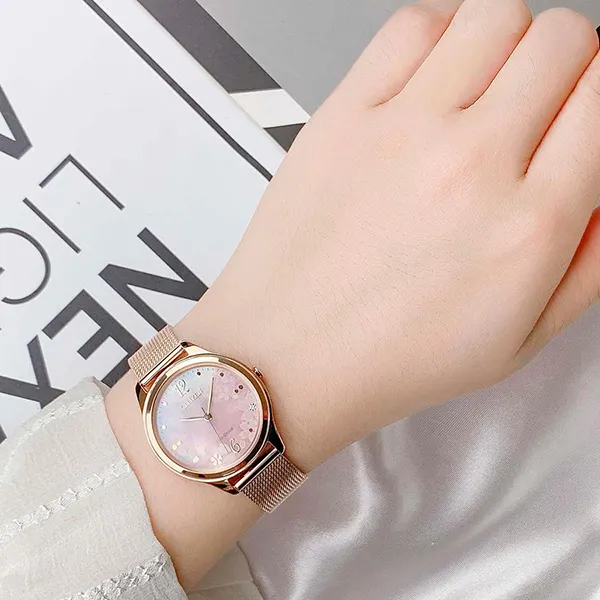 Đồng Hồ Nữ Citizen Eco-drive EM0508-80D Màu Vàng Hồng