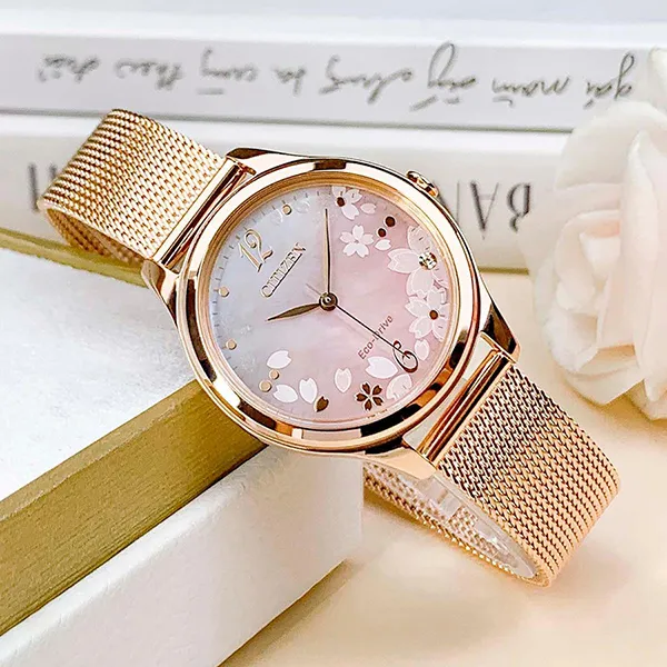 Đồng Hồ Nữ Citizen Eco-drive EM0508-80D Màu Vàng Hồng
