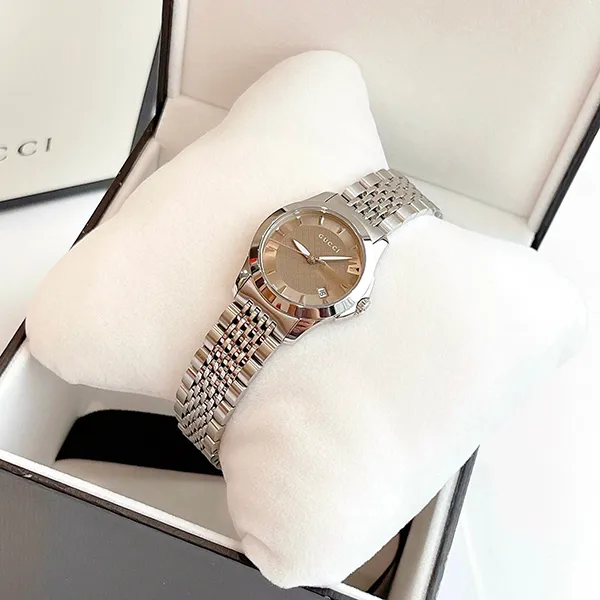 Đồng Hồ Nữ Gucci Quartz YA126503 G-Timeless 27mm Màu Bạc Nâu