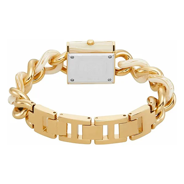 Đồng Hồ Nữ Michael Kors Petite Lock Pavé Gold-Tone And Acetate Chain Watch MK4809 Màu Vàng/Trắng