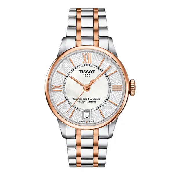 Đồng Hồ Nữ Tissot Chemin Des Tourelles Powermatic 80 Lady T099.207.22.118.02 (T0992072211802) Màu Bạc Vàng Hồng
