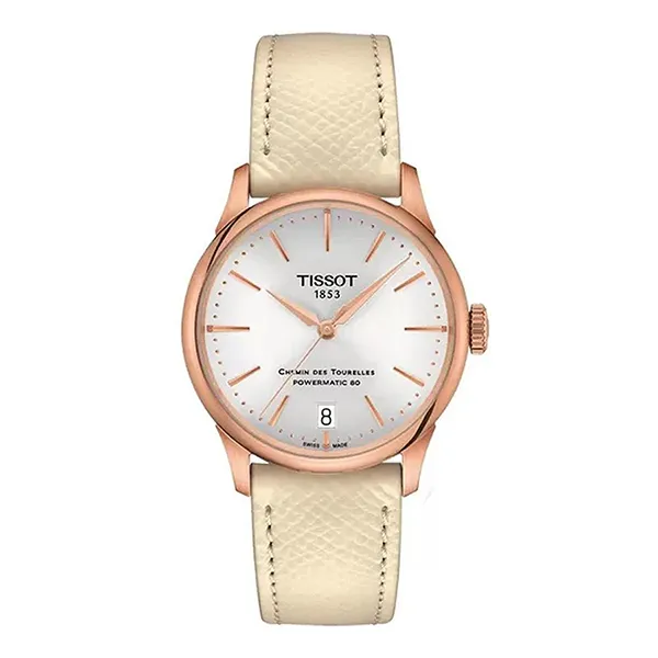 Đồng Hồ Tissot Chemin Des Tourelles Powermatic 80 Watch T139.207.36.031.00 Màu Kem - Vàng Hồng