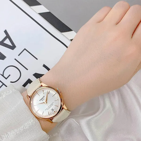 Đồng Hồ Tissot Chemin Des Tourelles Powermatic 80 Watch T139.207.36.031.00 Màu Kem - Vàng Hồng