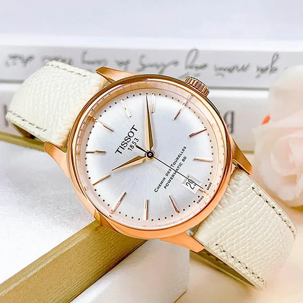 Đồng Hồ Tissot Chemin Des Tourelles Powermatic 80 Watch T139.207.36.031.00 Màu Kem - Vàng Hồng