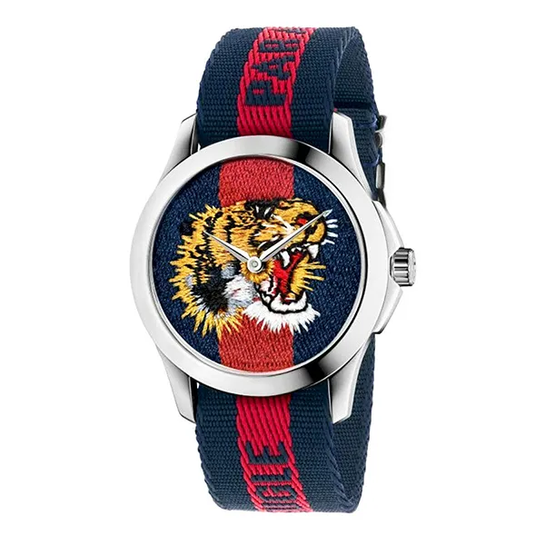 Đồng Hồ Unisex Gucci Le Marché Des Merveilles Watch YA126495 Màu Xanh Navy/Đỏ