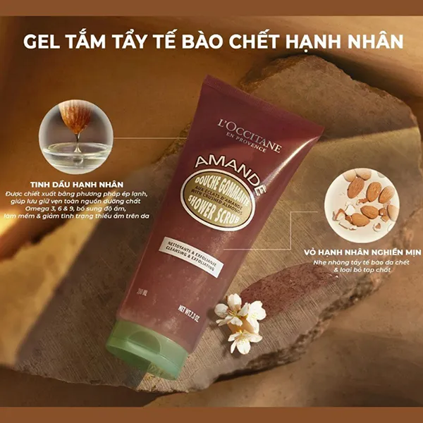 Gel Tắm Tẩy Tế Bào Chết Hạnh Nhân L'Occitane Amande Almond Shower Scrub 200ml
