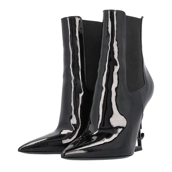 Giày Boot Nữ Yves Saint Laurent YSL Opyum Boots Màu Đen Size 35