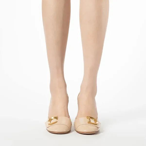 Giày Cao Gót Nữ Dior C'est 80 Patent Calfskin Slingback Pumps Màu Nude Size 37