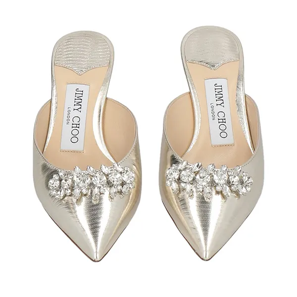 Giày Cao Gót Nữ Jimmy Choo Mules And Clogs Màu Bạc Size 35.5