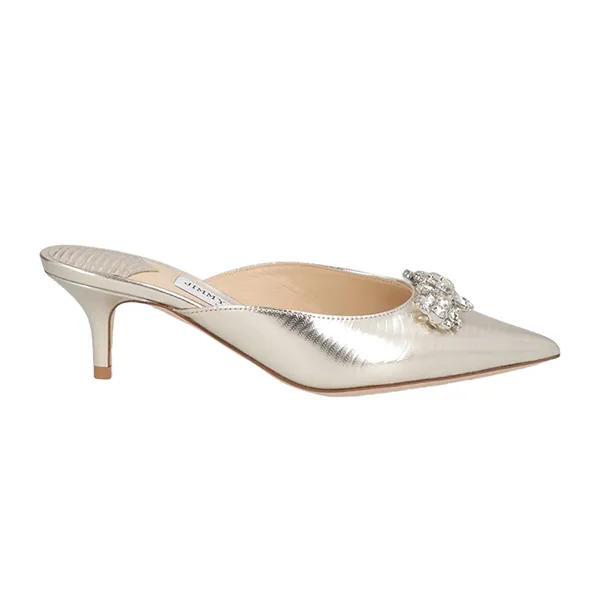 Giày Cao Gót Nữ Jimmy Choo Mules And Clogs Màu Bạc Size 35.5