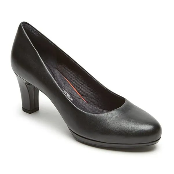 Giày Cao Gót Nữ Rockport Total Motion Leah Platform Plain Pump CH2350 - Black Màu Đen Size 37 US