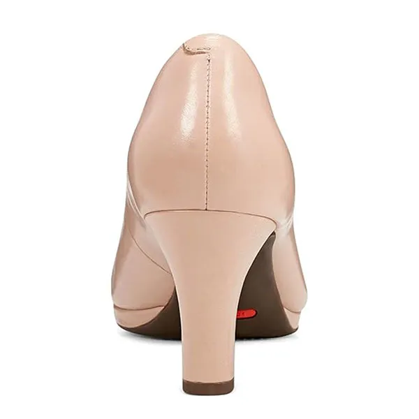 Giày Cao Gót Nữ Rockport Total Motion Leah Platform Plain Pump CH4392 - Neutral Beige Màu Be Size 39 US