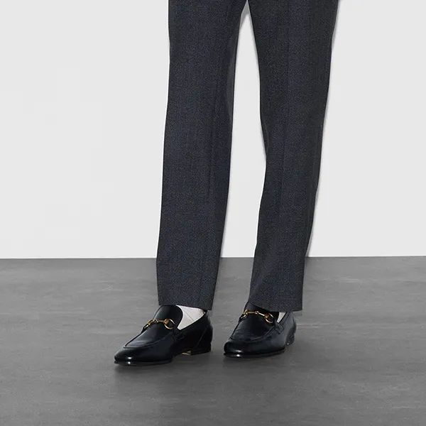 Giày Lười Nam Gucci Men's Jordaan Leather Loafer Black 406994-BLM00-1000 Màu Đen Size 39