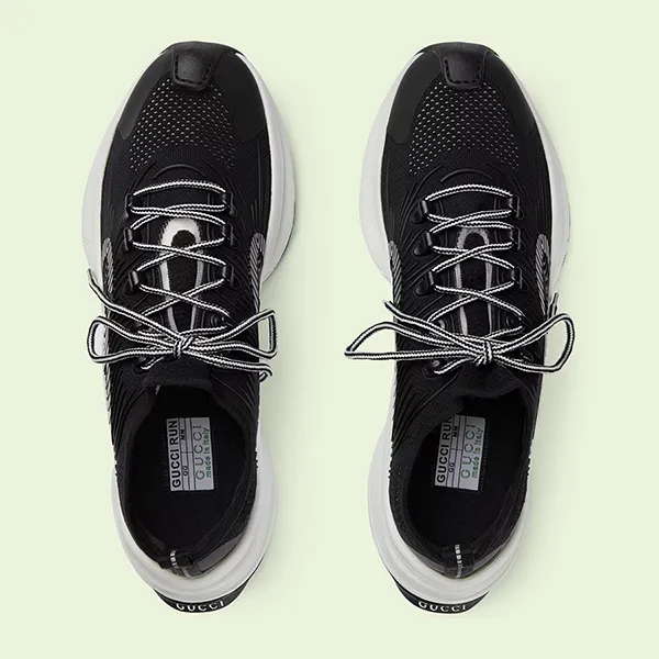 Giày Thể Thao Nam Gucci Men's Run Sneaker Black White 714657-USM10-8442 Màu Đen - Trắng Size 7