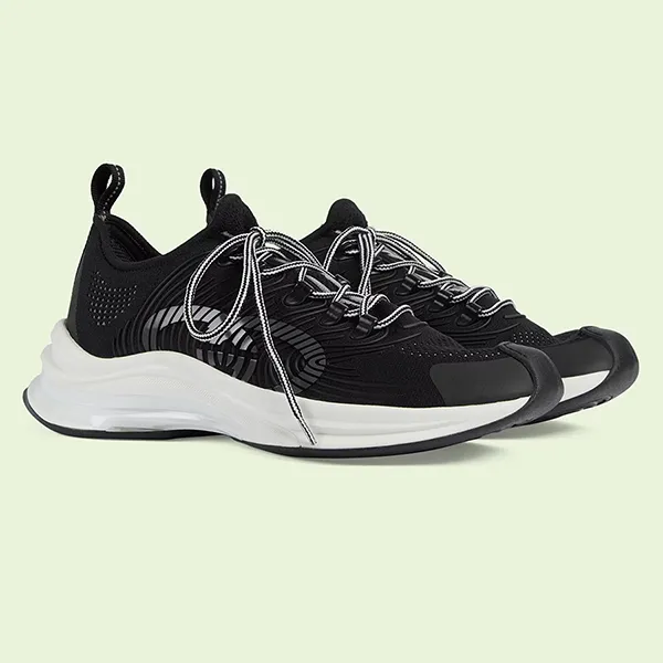 Giày Thể Thao Nam Gucci Men's Run Sneaker Black White 714657-USM10-8442 Màu Đen - Trắng Size 7