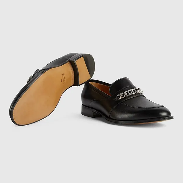 Giày Lười Nam Gucci Men's Loafer With Interlocking G Black 739774-AABUV-1000 Màu Đen Size 40