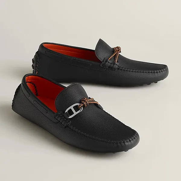 Giày Lười Nam Hermès Alessandro Loafer Noir Màu Đen Size 42