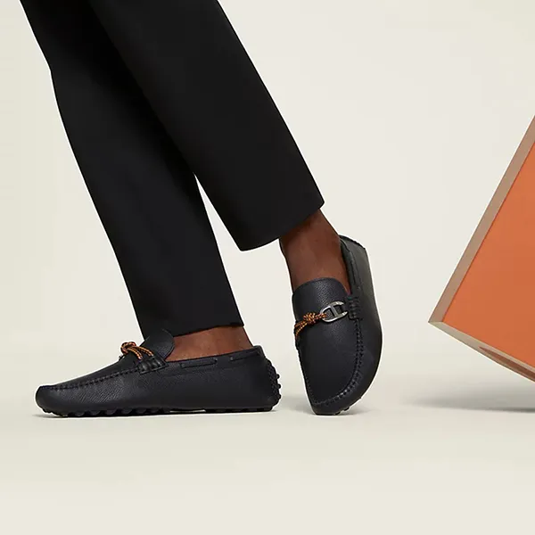 Giày Lười Nam Hermès Alessandro Loafer Noir Màu Đen Size 42