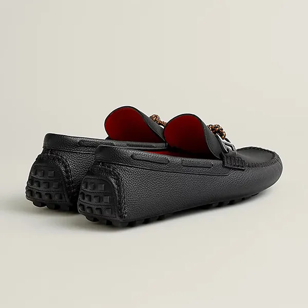 Giày Lười Nam Hermès Alessandro Loafer Noir Màu Đen Size 42