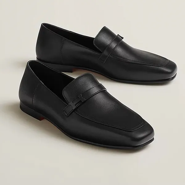 Giày Lười Nam Hermès Mocassins Loafer Black Màu Đen Size 41