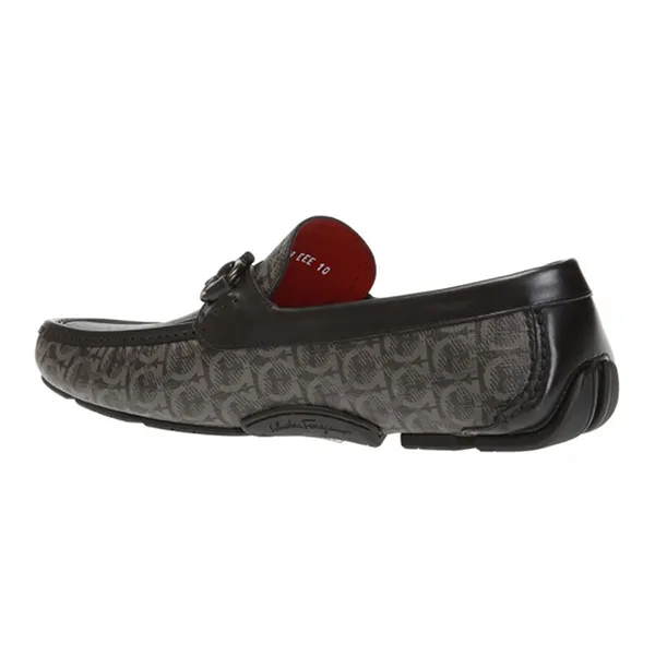 Giày Lười Nam Salvatore Ferragamo Parigi Patterned Moccasins Màu Đen Size 7 (Form Ôm)