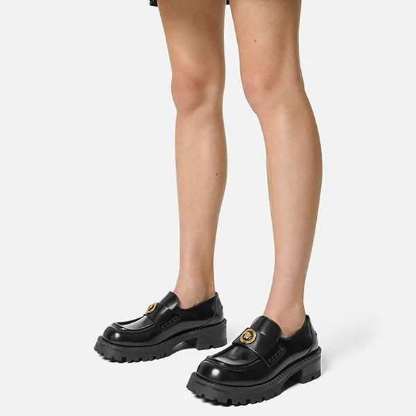 Giày Lười Nữ Versace Vagabond Platform Loafers Black 1012493-1A08773-1B00V Màu Đen Size 35.5