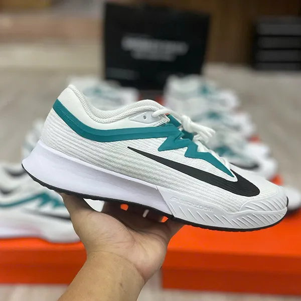Giày Pickleball/Tennis Nike Vapor Pro 3 HC White Radiant Emerald FZ2161-104 Màu Xanh Trắng Size 40