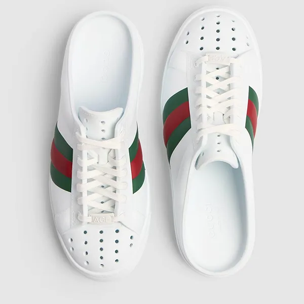 Giày Sục Gucci Ace Sabot Rubber Mules 780288 Màu Trắng Size 5