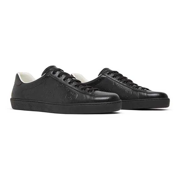 Giày Thể Thao Nam Gucci Ace GG Embossed Shoes 625787 1XK10 1000 Màu Đen Size 4.5