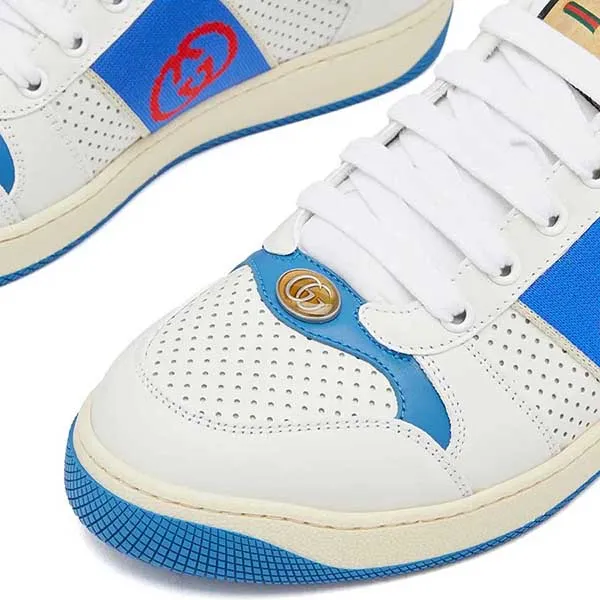 Giày Thể Thao Nam Gucci Screener Interlocking G White Blue Shoes 765054-AACV8-9055 Màu Trắng - Xanh Size 7.5