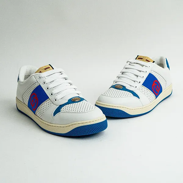 Giày Thể Thao Nam Gucci Screener Interlocking G White Blue Shoes 765054-AACV8-9055 Màu Trắng - Xanh Size 7.5