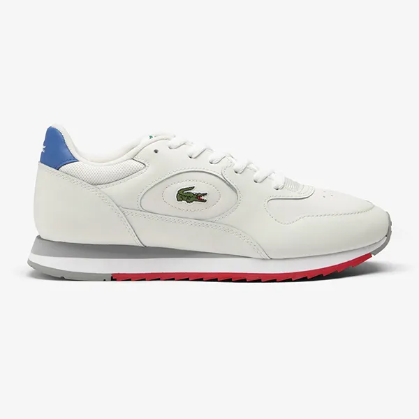 Giày Thể Thao Nam Lacoste Linetrack Leather Sneakers In Leather With Logo 47SMA0004 W1B Màu Trắng
