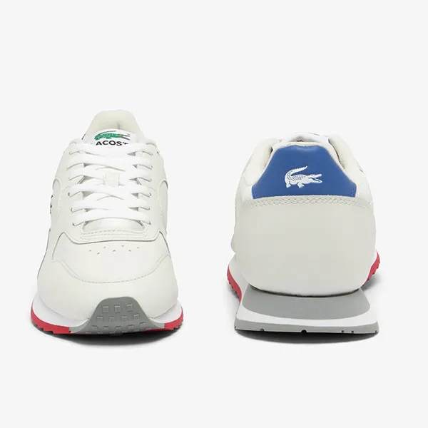 Giày Thể Thao Nam Lacoste Linetrack Leather Sneakers In Leather With Logo 47SMA0004 W1B Màu Trắng