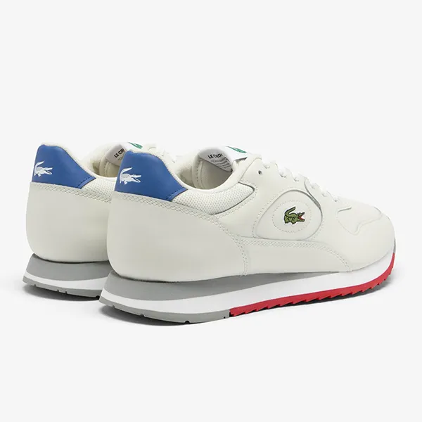 Giày Thể Thao Nam Lacoste Linetrack Leather Sneakers In Leather With Logo 47SMA0004 W1B Màu Trắng