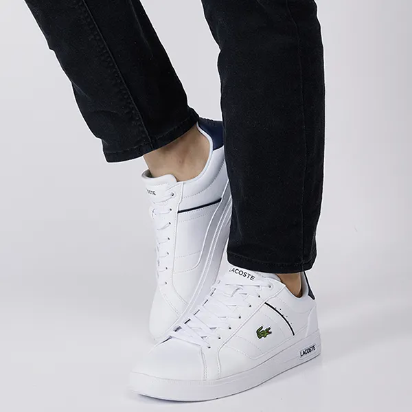 Giày Thể Thao Nam Lacoste Men's Europa Pro Leather Sneakers White/Navy 745SMA0116042 Màu Trắng Size 40