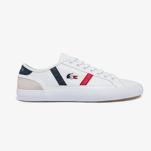 Giày Sneaker Nam Lacoste Sideline Leather Tricolor 39CMA0052 407 Màu Trắng Size 8