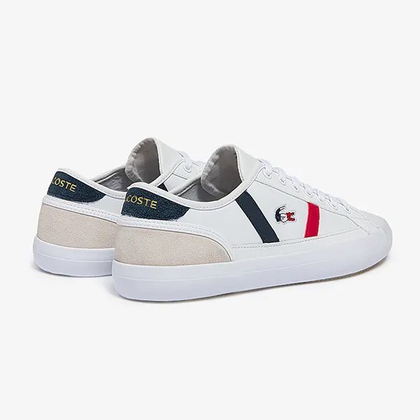 Giày Sneaker Nam Lacoste Sideline Leather Tricolor 39CMA0052 407 Màu Trắng Size 8