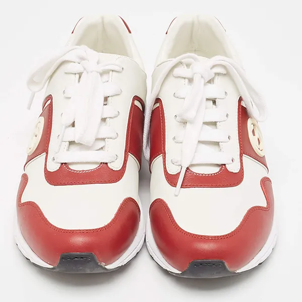 Giày Thể Thao Nữ Gucci Interlocking G Sneaker Màu Trắng/Đỏ Size 35.5