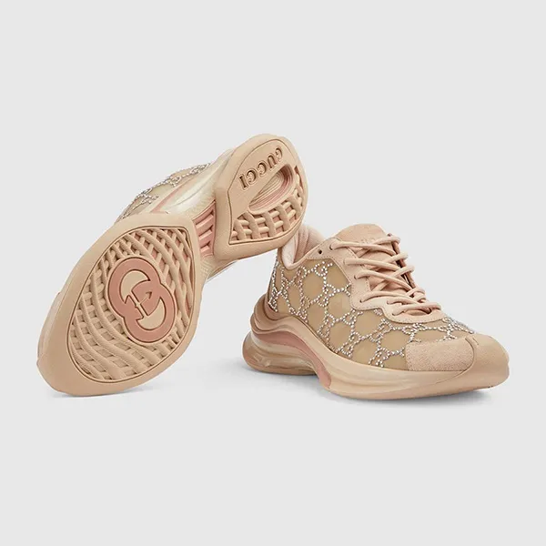 Giày Thể Thao Nữ Gucci Run GG Mesh Sneaker Pink 758088 FACG4 9942 Màu Hồng Nâu Size 35