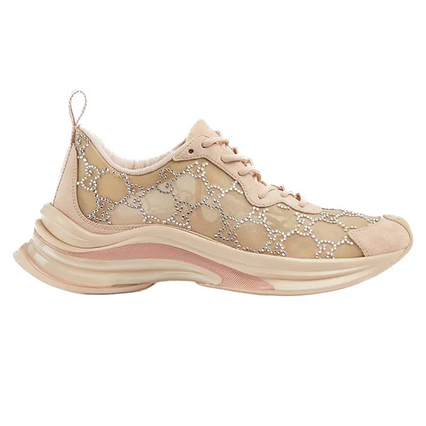Giày Thể Thao Nữ Gucci Run GG Mesh Sneaker Pink 758088 FACG4 9942 Màu Hồng Nâu Size 35