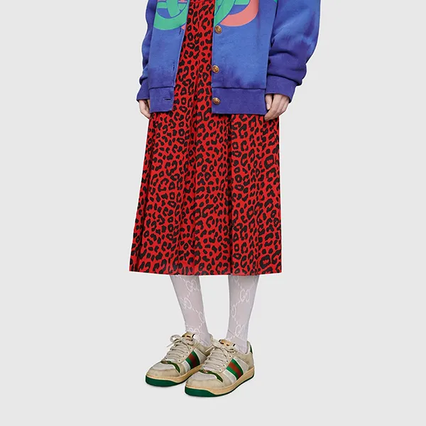 Giày Thể Thao Nữ Gucci Screener Leather Sneaker 570442-0YI20-9582 Màu Be/Xanh Size 35.5