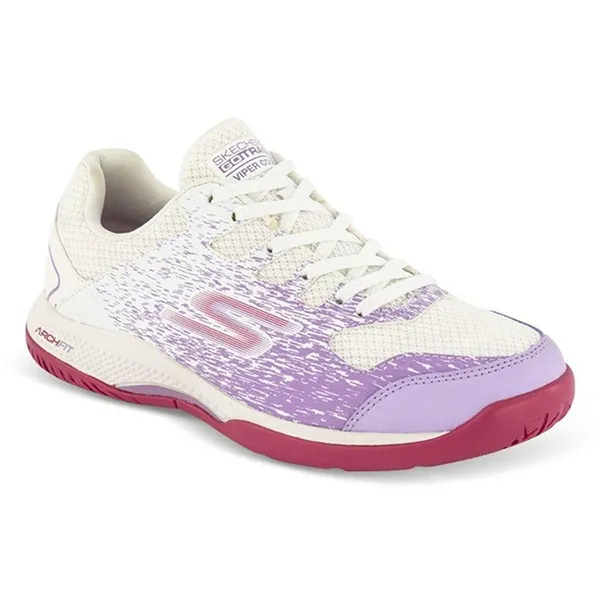 Giày Thể Thao Skechers Viper Court Pickleball Tennis 246070/WRS White/Lavender Màu Trắng Tím Size 37