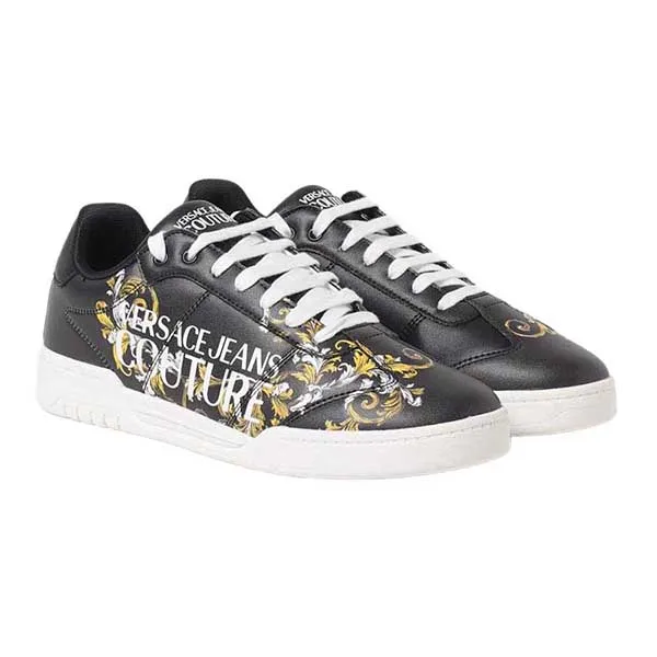 Giày Thể Thao Versace Jeans Couture Logo Embroidered Shoes Màu Đen Size 40
