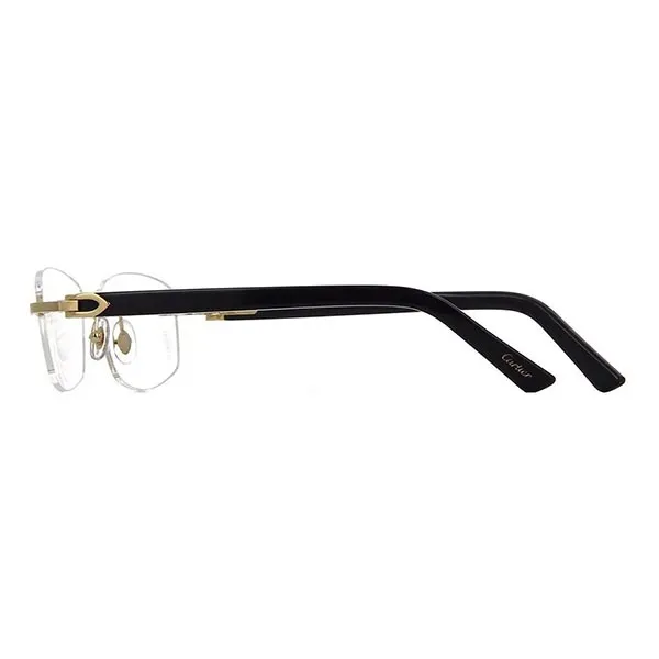 Gọng Kính Unisex Cartier Signature C Glasses CT0048O 002 Màu Đen - Vàng