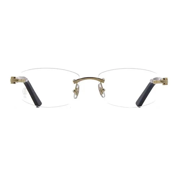 Gọng Kính Unisex Cartier Signature C Glasses CT0048O 002 Màu Đen - Vàng